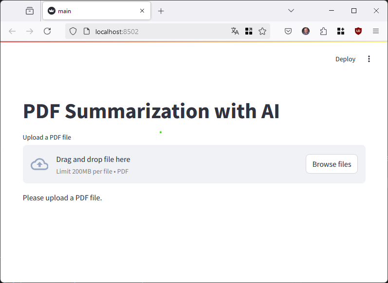 Screenshot of the interface